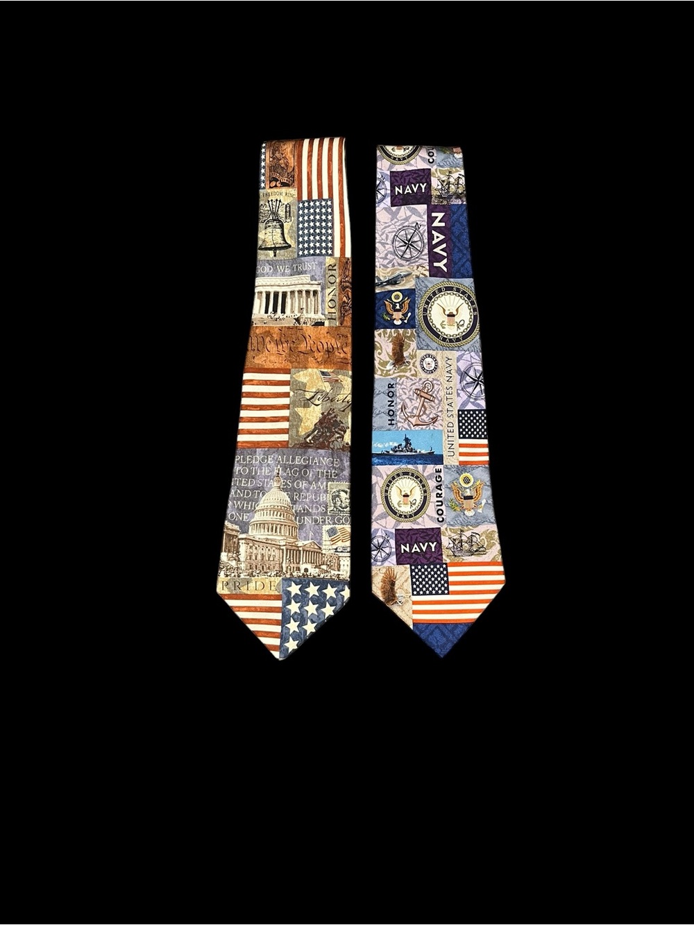 Patriotic In God We Trust United States Navy Necktie Lot Flag Seal Courage Honor
